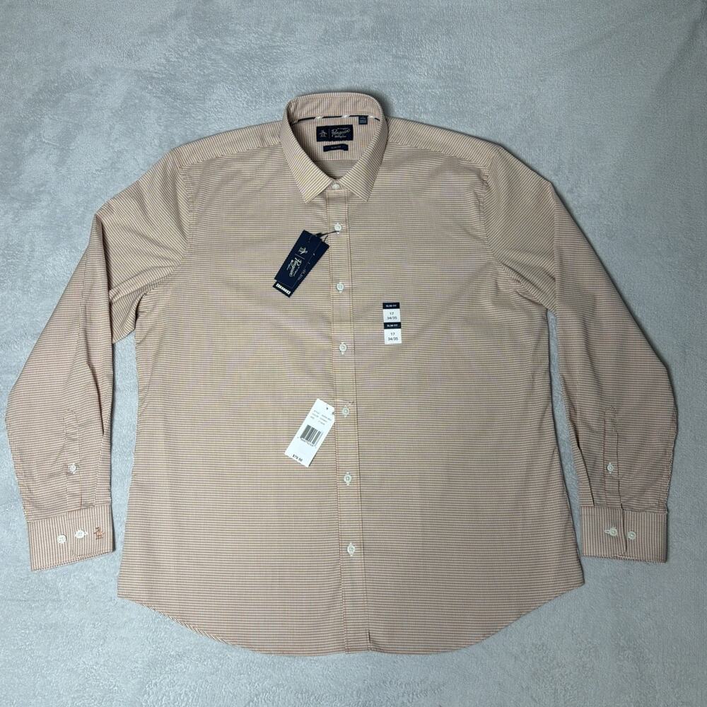 Penguin Slim Fit Check Button Down Shirt - Size 17 - 34/35